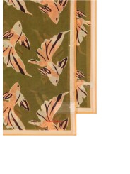 Foulard kaki print poissons abricot Paul Smith femme W1A 250B U941 63 Strasbourg scarf bords