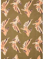 Foulard kaki print poissons abricot Paul Smith femme W1A 250B U941 63 Strasbourg scarf tissus