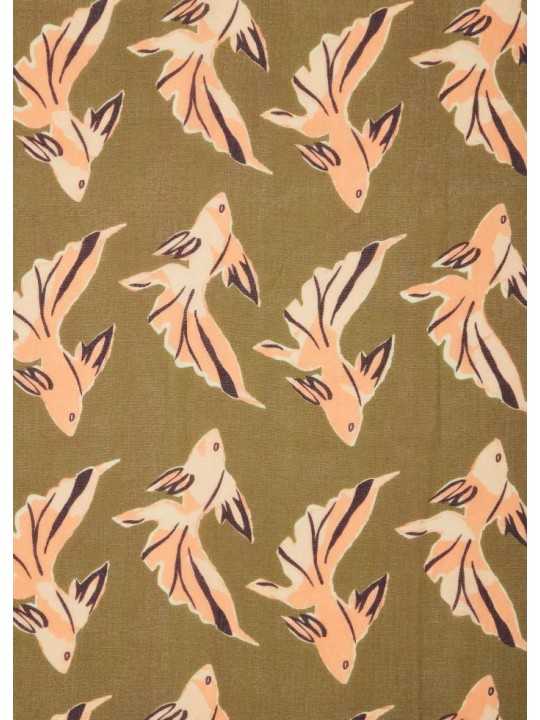Foulard kaki print poissons abricot Paul Smith femme W1A 250B U941 63 Strasbourg scarf tissus
