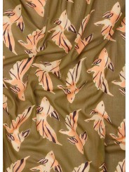 Foulard kaki print poissons abricot Paul Smith femme W1A 250B U941 63 Strasbourg scarf zoom