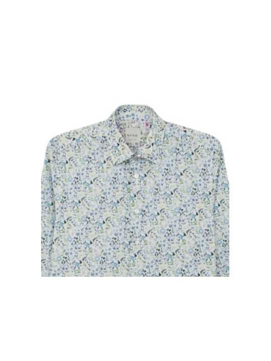 CHEMISE BLANCHE PRINT LIBERTY CIEL VERT JAUNE M1R 800P V03043 41 PAUL SMITH HOMMe shirt Strasbourg col