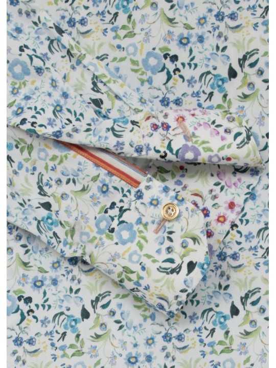 CHEMISE BLANCHE PRINT LIBERTY CIEL VERT JAUNE M1R 800P V03043 41 PAUL SMITH HOMMe shirt Strasbourg détail poignet