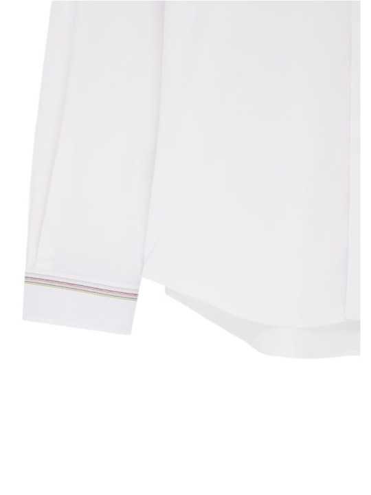 CHEMISE BLANCHE COTON STRETCH BANDE RAYEE POIGNETS M2R 610PE V22263 01 PAUL SMITH homme shirt Strasbourg baya