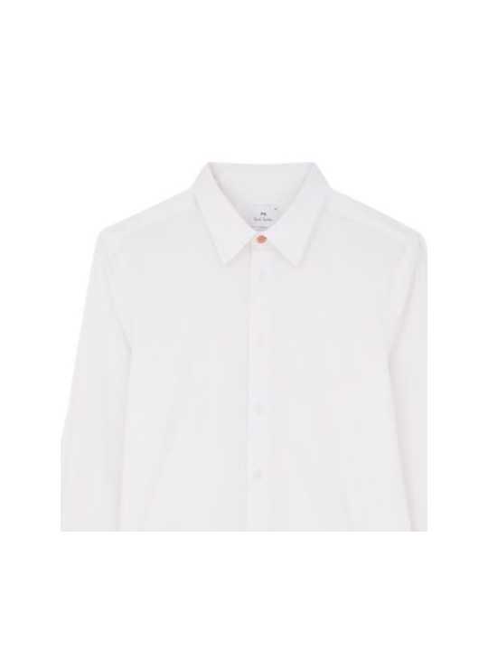CHEMISE BLANCHE COTON STRETCH BANDE RAYEE POIGNETS M2R 610PE V22263 01 PAUL SMITH homme shirt Strasbourg col
