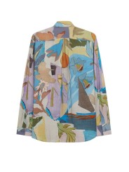 CHEMISE PRINT FLEURS POISSSONS OISEAUX MAUVE BLEU M1R 598Z V03017 43 PAUL SMITH homme shirt Strasbourg store back