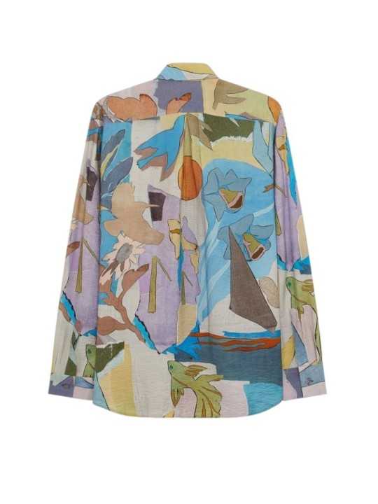 CHEMISE PRINT FLEURS POISSSONS OISEAUX MAUVE BLEU M1R 598Z V03017 43 PAUL SMITH homme shirt Strasbourg store back
