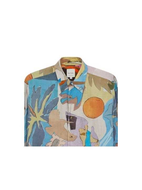 CHEMISE PRINT FLEURS POISSSONS OISEAUX MAUVE BLEU M1R 598Z V03017 43 PAUL SMITH homme shirt Strasbourg store col
