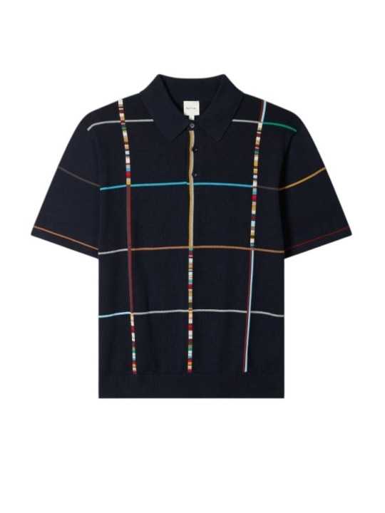 Polo navy quadrillé multi baya Paul Smith Homme M1R 783Z V03025 49 store Strasbourg front
