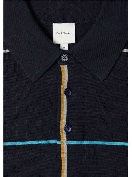 Polo navy quadrillé multi baya Paul Smith Homme M1R 783Z V03025 49 store Strasbourg col