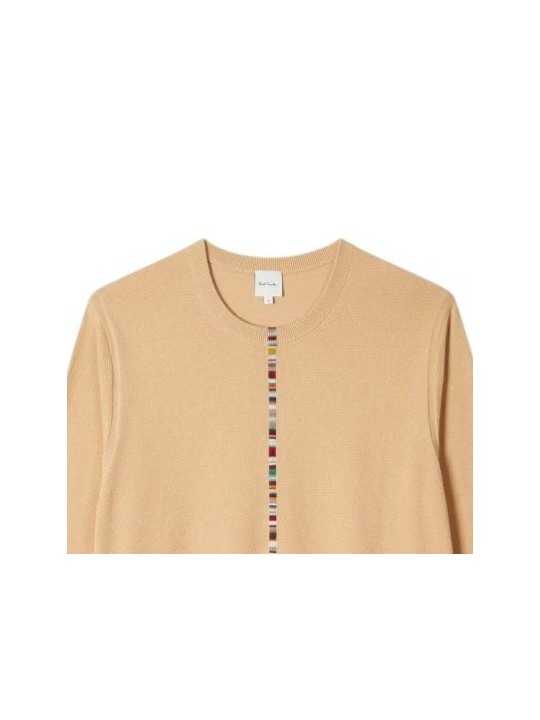 PULL FIN CAMEL BANDE BAYADERE CENTRE M1R 784Z V03026 14 PAUL SMITH HOMME store Strasbourg col