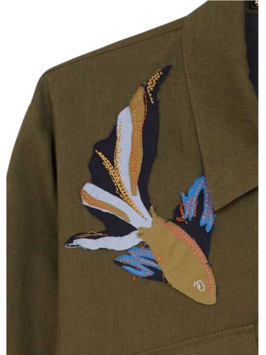 VESTE SAHARINNE APPLICATION POISSONS KAKI M1R 837ZE V01427 35A PAUL SMITH homme fashion Strasbourg poissons