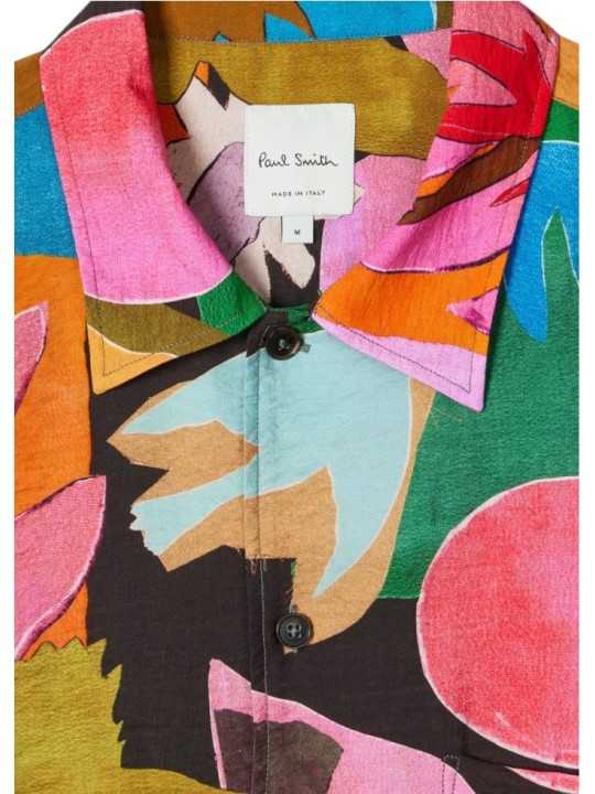 CHEMISETTE PRINT FLEUR FLOQUEES ROSE VERT M1R 857Z V03017 92 PAUL SMITH HOMME shirt col