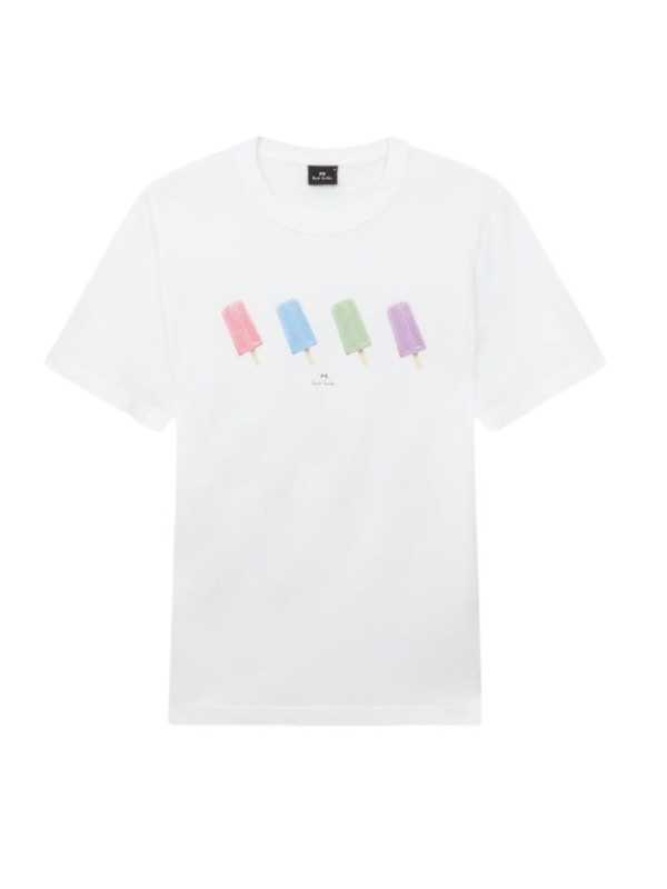 TSHIRT BLANC PRINT GLACES MULTI M2R 011R VP5780 01 PAUL SMITH HOMME store Strasbourg front