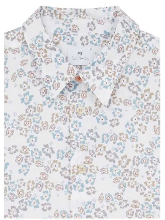 CHEMISE COTON LIBERTY BLEU CHOCO M2R 149T V22659 01 PAUL SMITH HOMME shirt store Strasbourg col