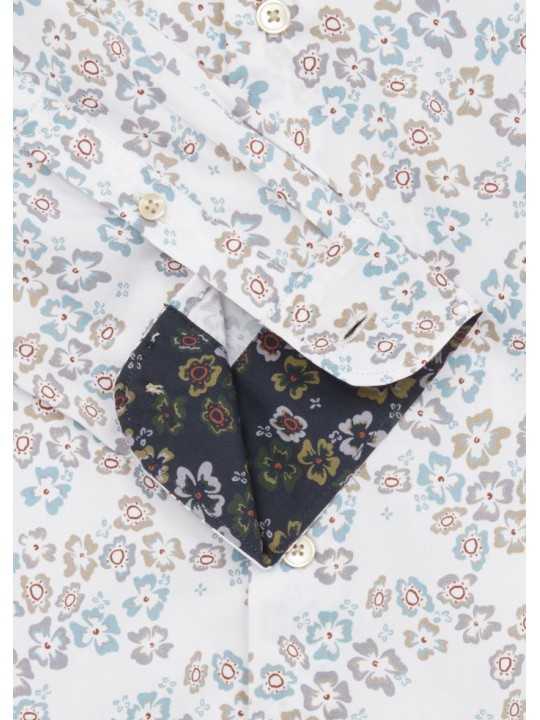 CHEMISE COTON LIBERTY BLEU CHOCO M2R 149T V22659 01 PAUL SMITH HOMME shirt store Strasbourg poignet