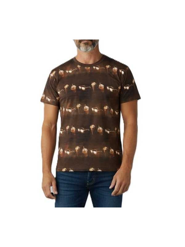 T-shirt brun print lunettes sodas glaces Paul Smith Homme M2R 220X V22626 79 store Strasbourg porté