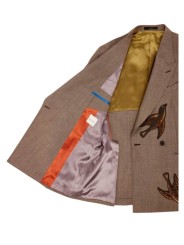 VESTE CROISEE BRODEE OISEAUX TAUPE MOIRE M1R 2361X V02989 60 PAUL SMITH HOMME store Strasbourg doublure