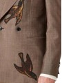 VESTE CROISEE BRODEE OISEAUX TAUPE MOIRE M1R 2361X V02989 60 PAUL SMITH HOMME store Strasbourg broderies