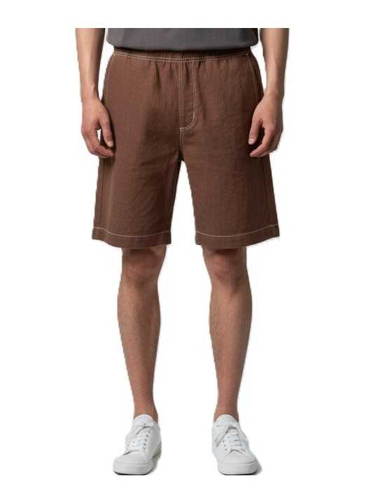 BERMUDA CHOCOLAT SURPIQUE ECRU M2R 699P V22615 R PAUL SMITH HOMME short Strasbourg porté