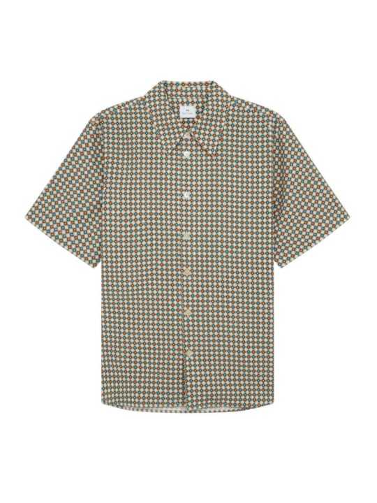 CHEMISETTE KALEIDOSCOPE ECRU ORANGE M2R 896Z V22660 02 PAUL SMITH HOMME store Strasbourg front