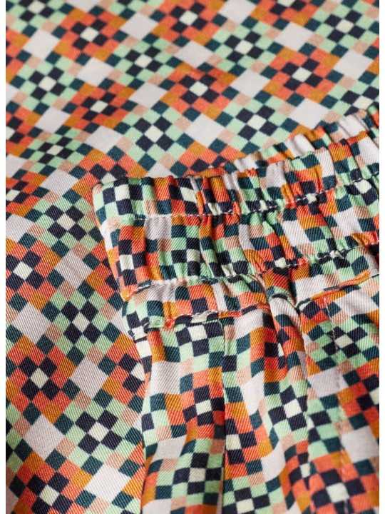 PANTALON LARGE MOSAIQUES VERT ORANGE VISCOSE W2R 391T V31436 18 PAUL SMITH FEMME tissus