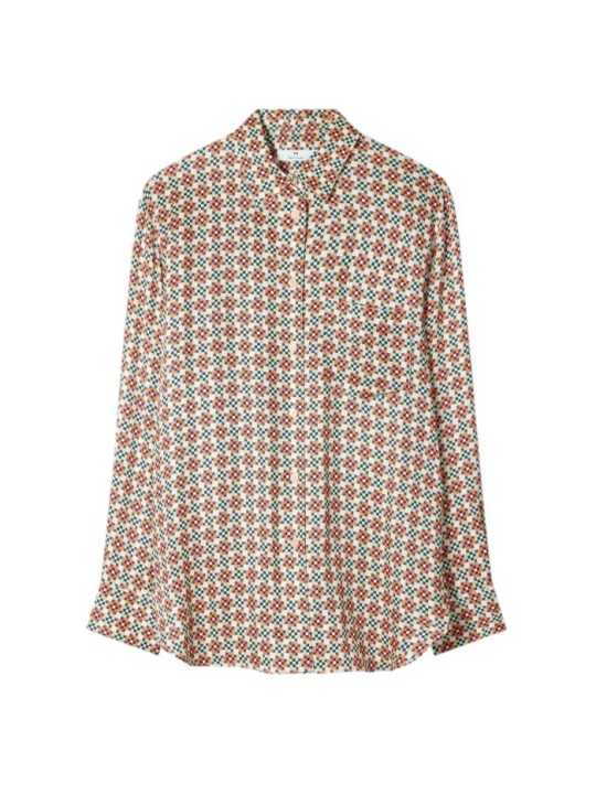 CHEMISE MOSAIQUES VERT ORANGE VISCOSE W2R 331B V31436 18 PAUL SMITH FEMME store Strasbourg vue