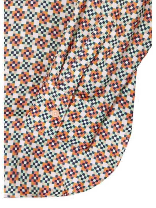 CHEMISE MOSAIQUES VERT ORANGE VISCOSE W2R 331B V31436 18 PAUL SMITH FEMME store Strasbourg poignet