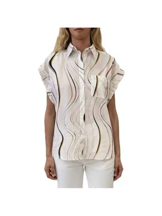 CHEMISETTE COTON BLANC PRINT SWIRL W2R 341B V31427 O2 PAUL SMITH FEMME Strasbourg front