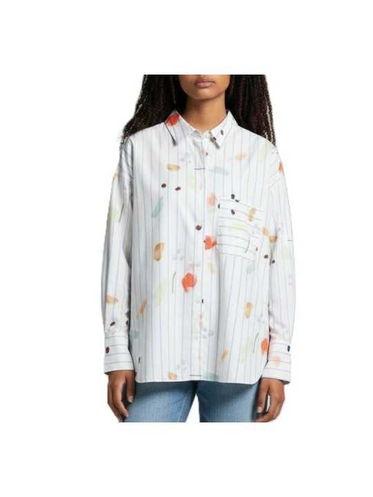 CHEMISE RAYEE BLANC BLEU TACHES MULTI W2R 357BC V31441 02 PAUL SMITH FEMME store face