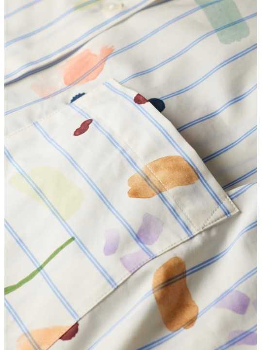 CHEMISE RAYEE BLANC BLEU TACHES MULTI W2R 357BC V31441 02 PAUL SMITH FEMME store poche