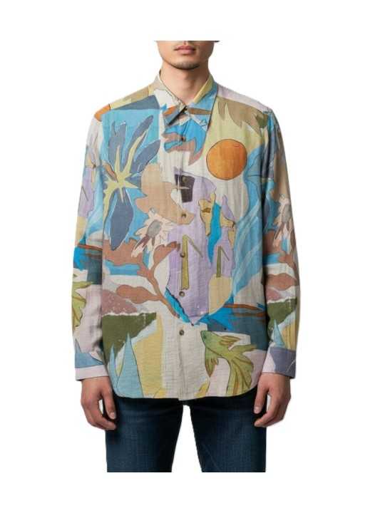 CHEMISE PRINT FLEURS POISSSONS OISEAUX MAUVE BLEU M1R 598Z V03017 43 PAUL SMITH homme shirt Strasbourg store look face