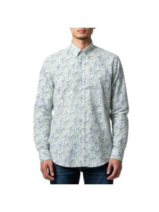 CHEMISE BLANCHE PRINT LIBERTY CIEL VERT JAUNE M1R 800P V03043 41 PAUL SMITH HOMMe shirt Strasbourg boutique porté