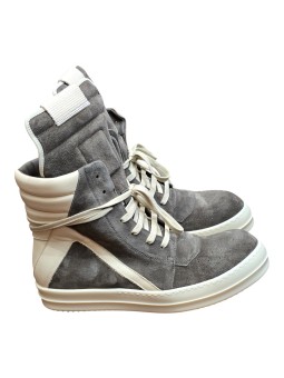 SNEAKERS GEO BASKET MONTANTE SUEDE DUST CUIR ECRU BASKET RICK OWENS HOMME RU01F 2894 LVSLCO 3411 FASHION DESIGNER STRASBOURG