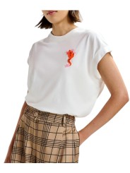 T-SHIRT BLANC GRENOUILLE PERLES MANCHES AMERICAINES JUNGALA ESSENTIEL ANTWERP Femme OW01 fashion mode boutique Strasbourg porté
