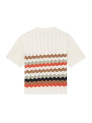 CARDIGAN ECRU CROCHET RAYURES TAUPE ORANGE W2R 821N V31450 02 PAUL SMITH FEMME Strasbourg boutique arr