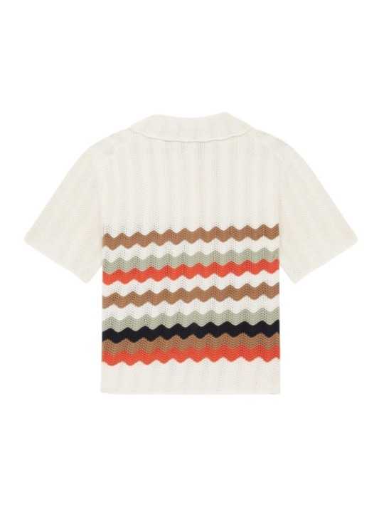 CARDIGAN ECRU CROCHET RAYURES TAUPE ORANGE W2R 821N V31450 02 PAUL SMITH FEMME Strasbourg boutique arr