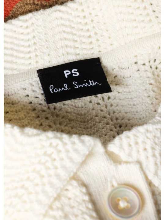 CARDIGAN ECRU CROCHET RAYURES TAUPE ORANGE W2R 821N V31450 02 PAUL SMITH FEMME Strasbourg boutique détail