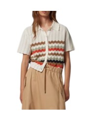 CARDIGAN ECRU CROCHET RAYURES TAUPE ORANGE W2R 821N V31450 02 PAUL SMITH FEMME Strasbourg boutique porté