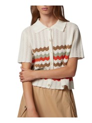 CARDIGAN ECRU CROCHET RAYURES TAUPE ORANGE W2R 821N V31450 02 PAUL SMITH FEMME Strasbourg boutique vue