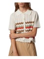 CARDIGAN ECRU CROCHET RAYURES TAUPE ORANGE W2R 821N V31450 02 PAUL SMITH FEMME Strasbourg boutique vue