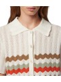CARDIGAN ECRU CROCHET RAYURES TAUPE ORANGE W2R 821N V31450 02 PAUL SMITH FEMME Strasbourg boutique col