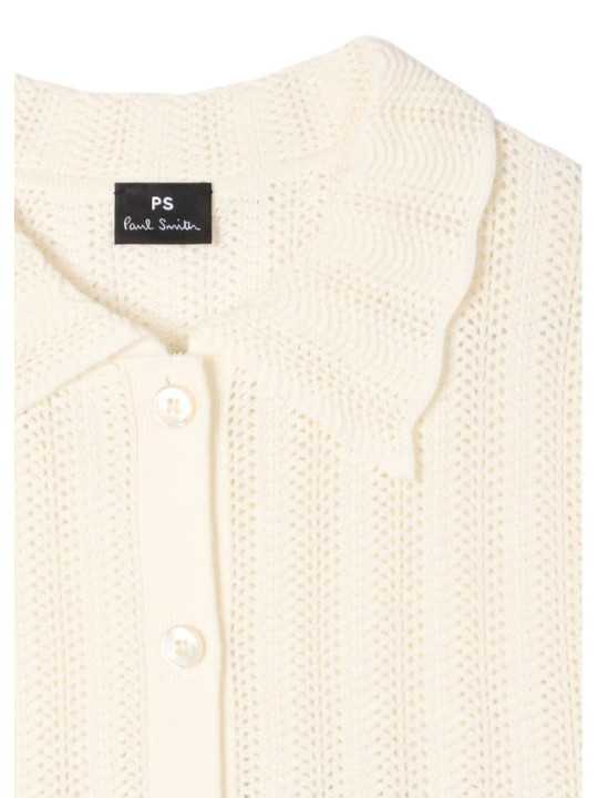 CARDIGAN ECRU CROCHET RAYURES TAUPE ORANGE W2R 821N V31450 02 PAUL SMITH FEMME Strasbourg boutique détail 2