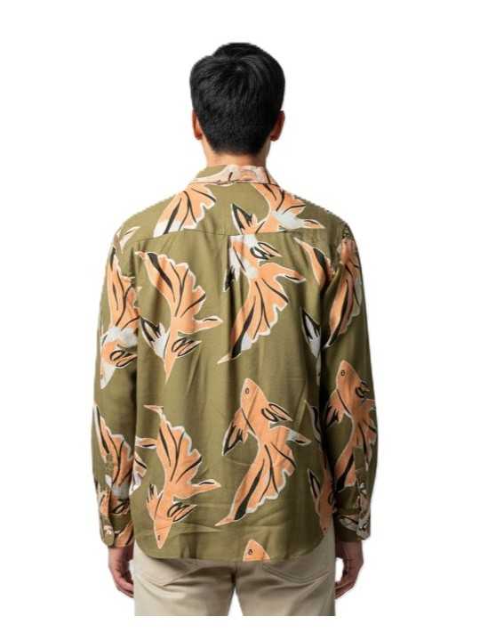 CHEMISE KAKI PRINT POISSONS ABRICOT VISCOSE M1R 929Z V02999 32 PAUL SMITH HOMME shirt Strasbourg store back