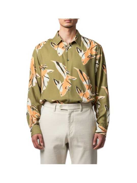 CHEMISE KAKI PRINT POISSONS ABRICOT VISCOSE M1R 929Z V02999 32 PAUL SMITH HOMME shirt Strasbourg store dedans