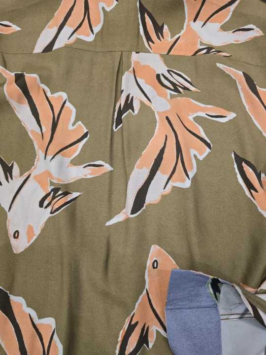 CHEMISE KAKI PRINT POISSONS ABRICOT VISCOSE M1R 929Z V02999 32 PAUL SMITH HOMME shirt