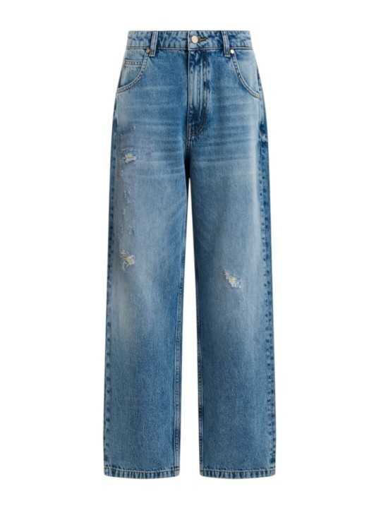 JEANS DROIT POCHE PLAQUEE ARRIERE TOILE ENDUITE NAVY JANSEN QP28 Essentiel Antwerp femme vêtement Strasbourg