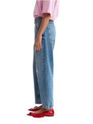 JEANS DROIT POCHE PLAQUEE ARRIERE TOILE ENDUITE NAVY JANSEN QP28 Essentiel Antwerp femme vêtement profil