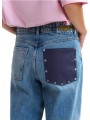 JEANS DROIT POCHE PLAQUEE ARRIERE TOILE ENDUITE NAVY JANSEN QP28 Essentiel Antwerp femme vêtement poche