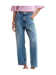 JEANS DROIT POCHE PLAQUEE ARRIERE TOILE ENDUITE NAVY JANSEN QP28 Essentiel Antwerp femme vêtement vue