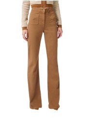 JEANS FLARE POCHES PLAQUEES CAMEL DAINO PJ 22N 6372 A16 ELISABETTA FRANCHI FEMME Strasbourg store pant front